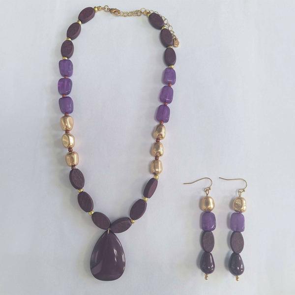 Ashley Cooper(tm) Purple & Blue Beads Necklace & Earrings Set