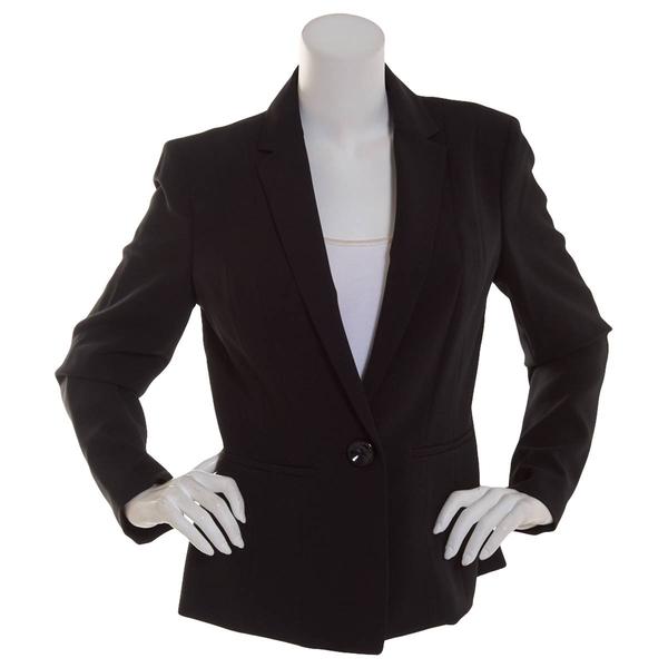 Womens Kasper One Button Solid Seamed Crepe Jacket alternate view