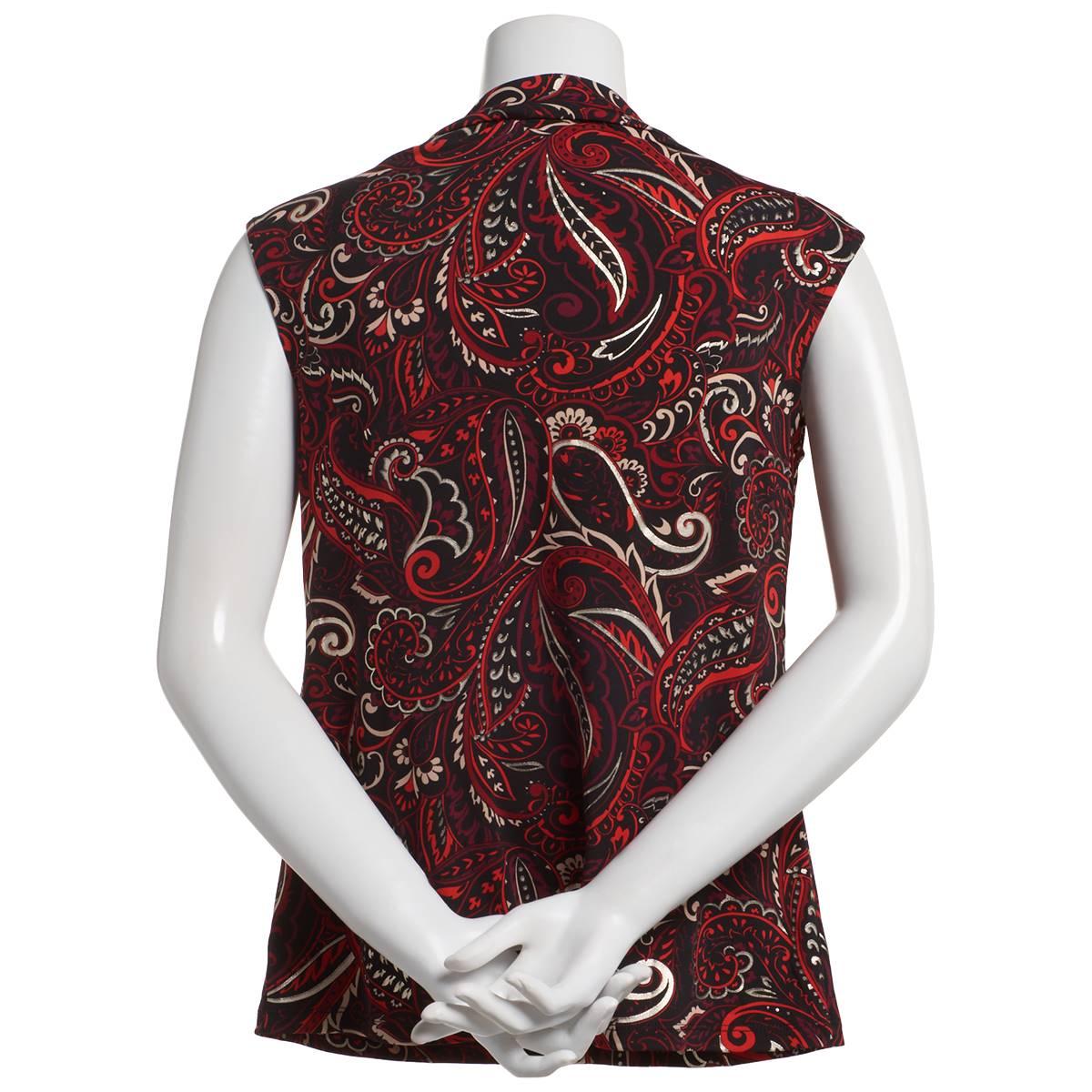 Womens Kasper Sleeveless Cowlneck Paisley Blouse