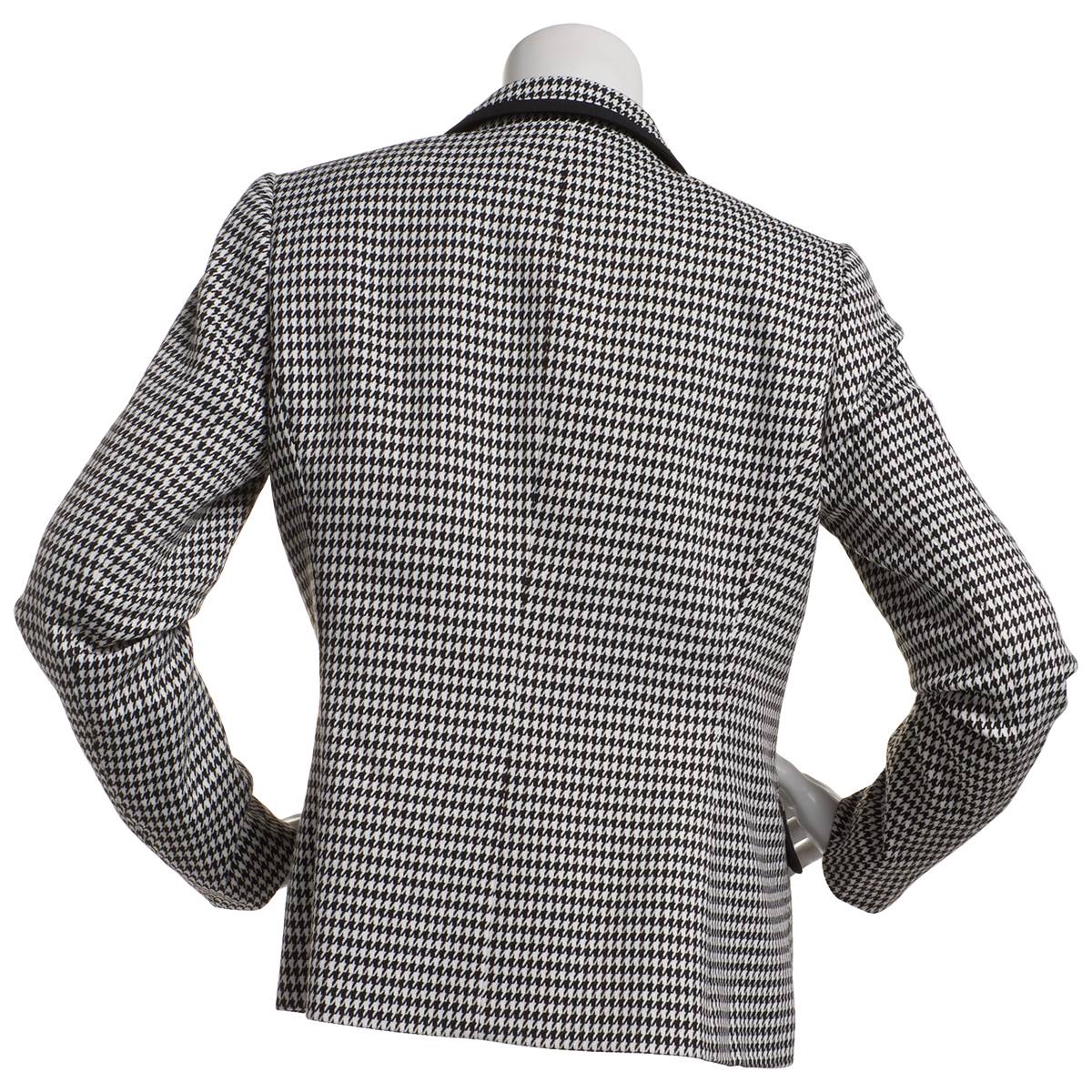 Petites Kasper Long Sleeve Double Breasted Houndstooth Jacket