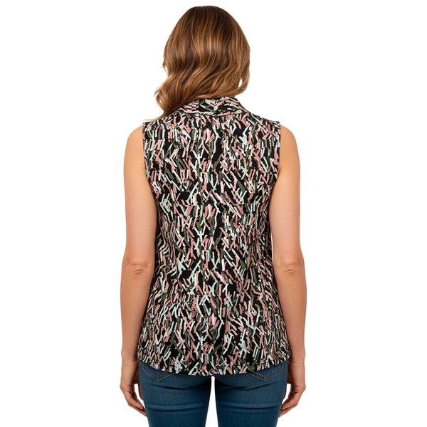 Womens Kasper Sleeveless V Neck Matchstick Abstract Blouse alternate view