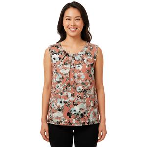 Womens Kasper Sleeveless Keyhole Neck Floral Blouse
