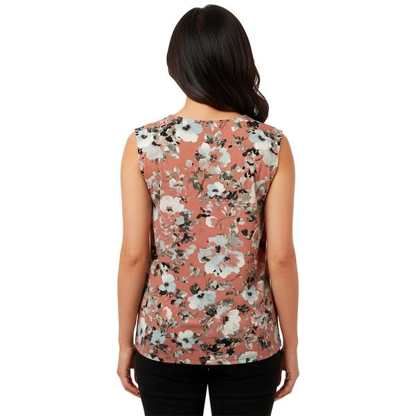 Womens Kasper Sleeveless Keyhole Neck Floral Blouse alternate view