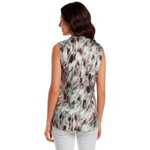Womens Kasper Sleeveless Tie Front Abstract Blouse alternate view
