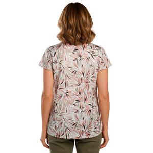 Womens Kasper Cap Sleeve Pleat Neck Abstract Fan Blouse alternate view