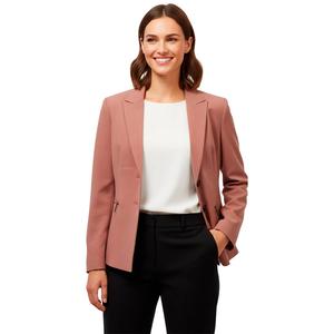 Womens Kasper Long Sleeve Two Button Zipper Pockets Blazer