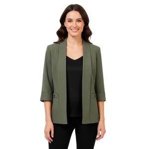 Womens Kasper 3/4 Sleeve Shawl Collar Welt Pockets Blazer