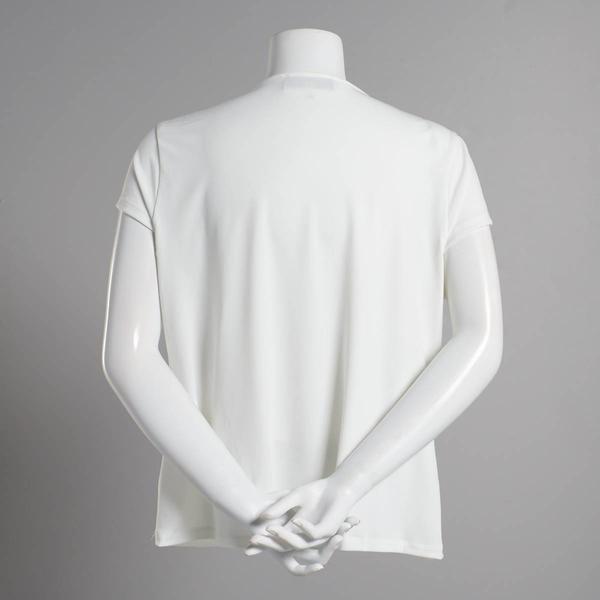 Petite Kasper Solid Short Sleeve Drape Neck Blouse alternate view