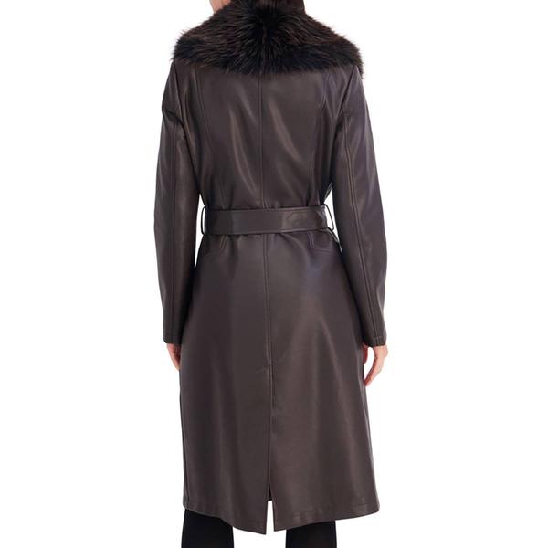 Womens Kenneth Cole(R) Faux Leather Trench Coat w/ Faux Fur Collar alternate view
