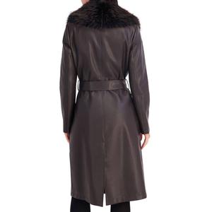 Womens Kenneth Cole(R) Faux Leather Trench Coat w/ Faux Fur Collar alternate view