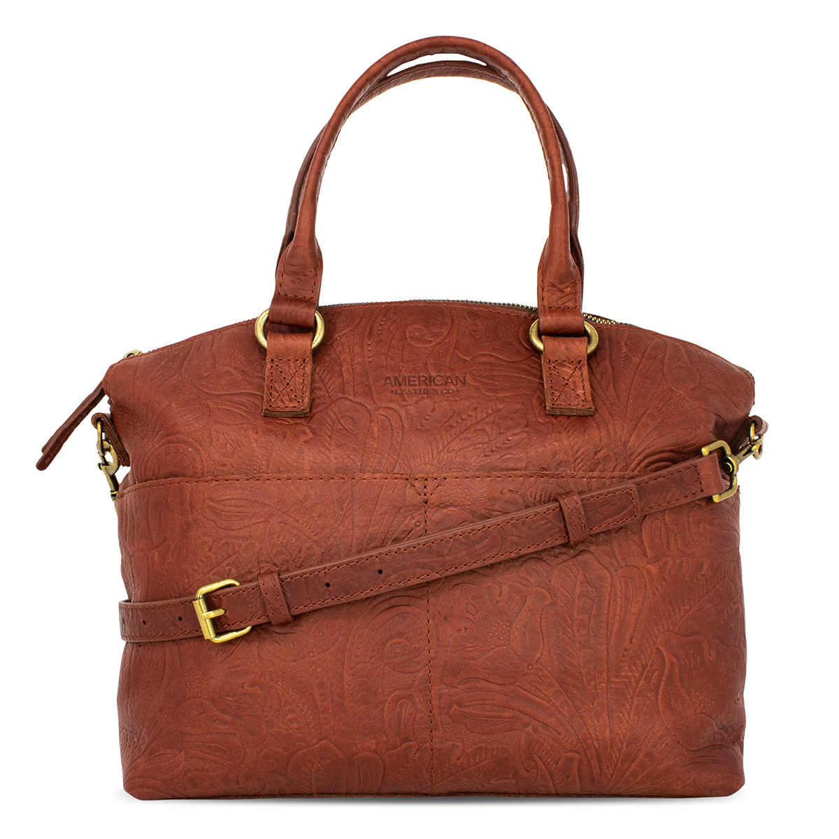 American Leather Co. Carrie Tooled Leather Dome Satchel