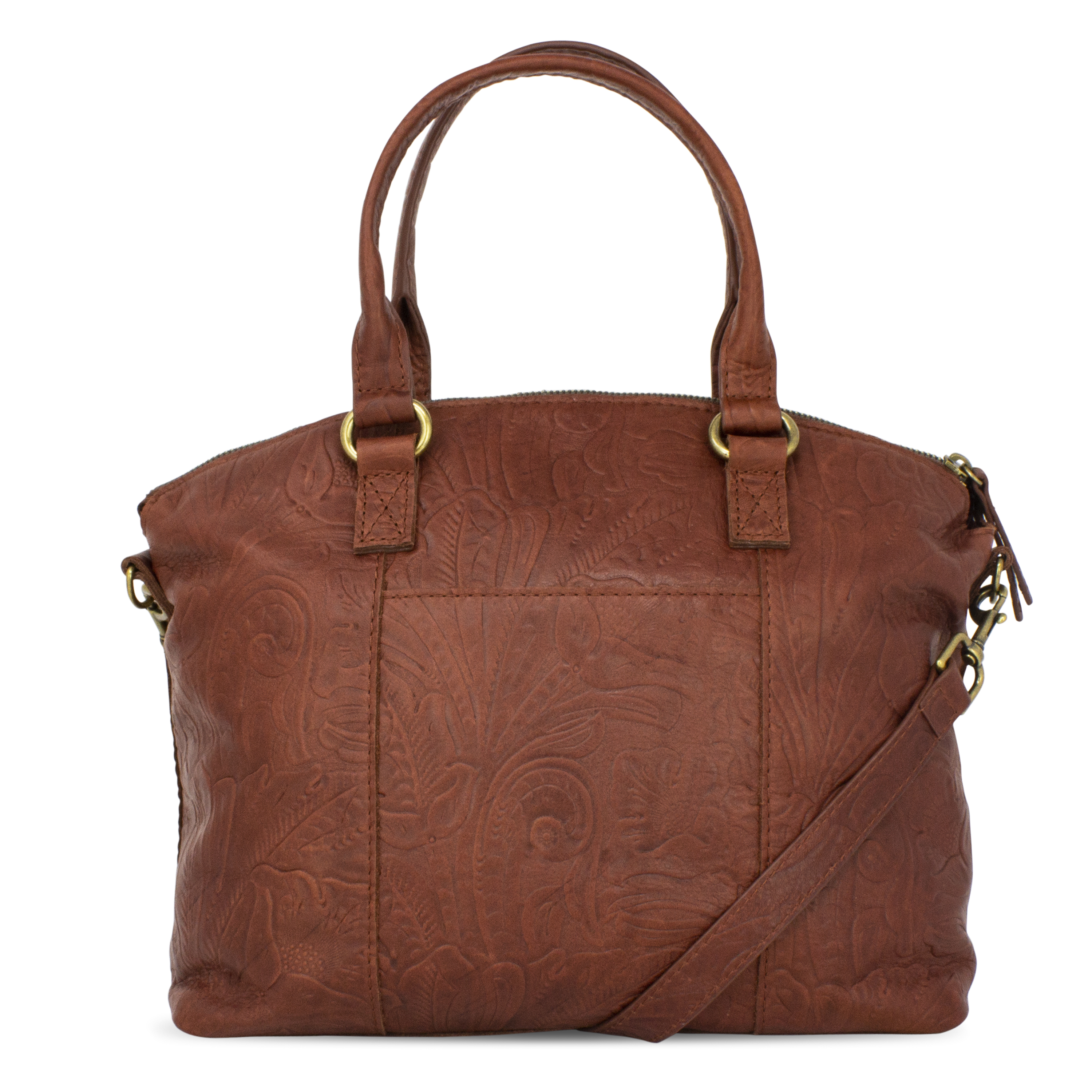 American Leather Co. Carrie Tooled Leather Dome Satchel