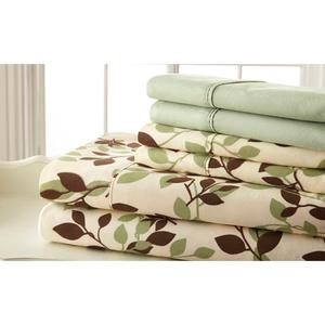 Spirit Linen Home(tm) Traditional Green/Brown Leaves Sheet Set