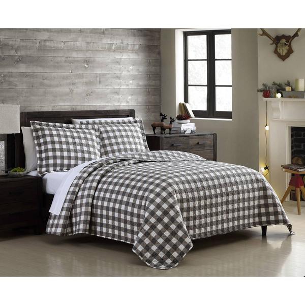 Spirit Linen Home(tm) Holiday Grey & White 3pc. Quilt Set
