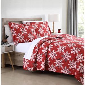 Spirit Linen Home(tm) Holiday Snowflakes 3pc. Quilt Set alternate view