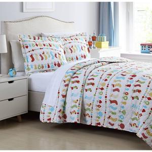 Spirit Linen Home(tm) Holiday Colorful Christmas 3pc. Quilt Set alternate view