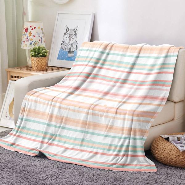 Spirit Linen Home(tm) Velvet Plush Watercolor Stripe Throw Blanket alternate view