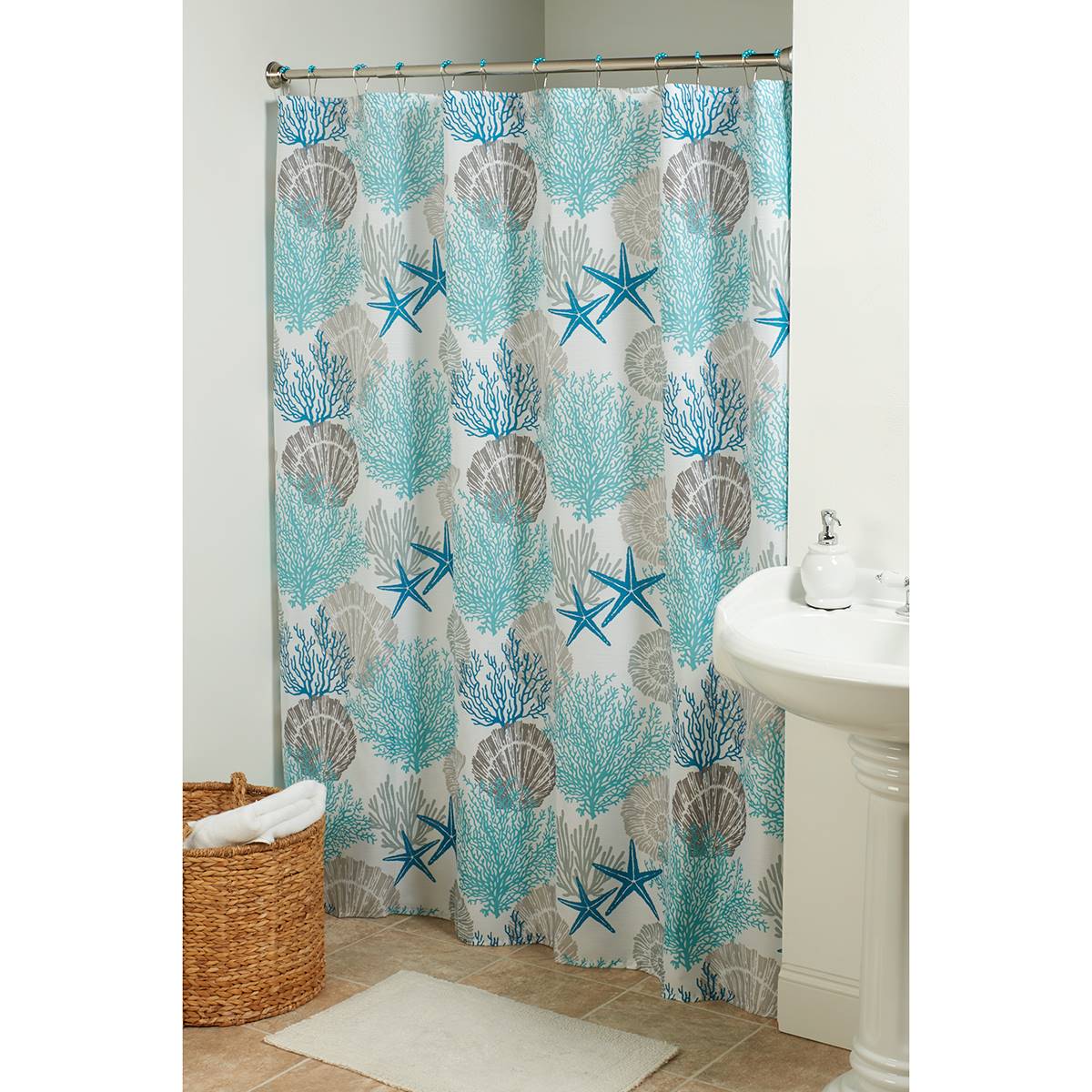Shower Curtain Hook Liner - Teal