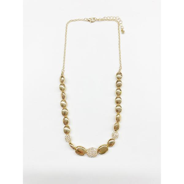 Design Collection Gold-Tone Glass Pave Bead Necklace