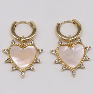 Ashley Gold-Tone Mother of Pearl Heart Charm Earrings
