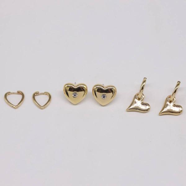 Ashley Gold-Tone Heart Trio Earring Set