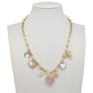 Ashley Gold-Tone Mother of Pearl Charm Necklace