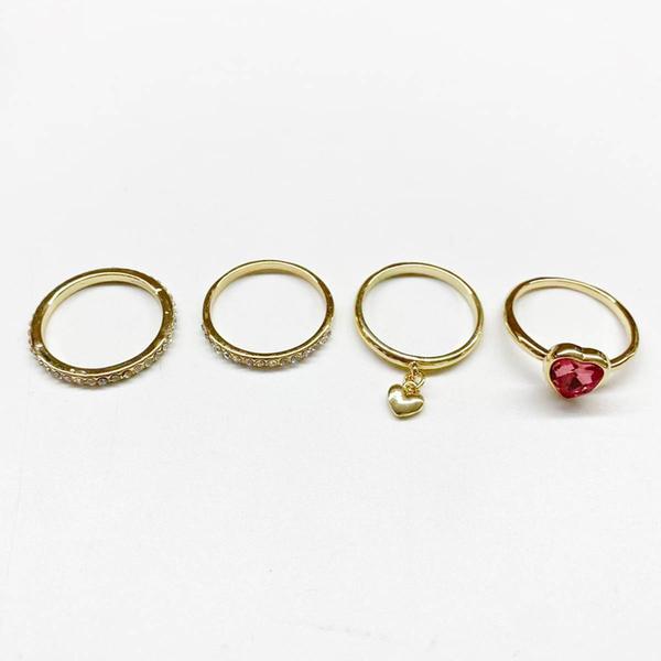 Ashley 4pc. Gold-Tone Stackable Heart Charm Ring Set