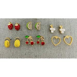 Ashley Fruit & Icon Post 6pk. Earring Set