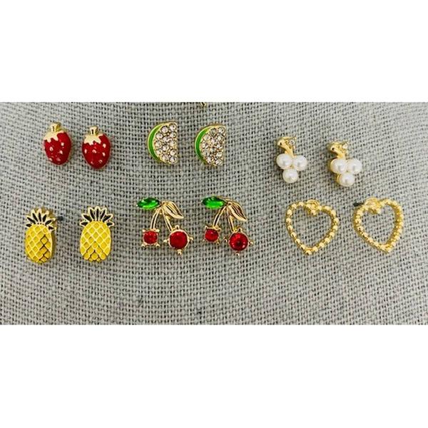 Ashley Fruit & Icon Post 6pk. Earring Set