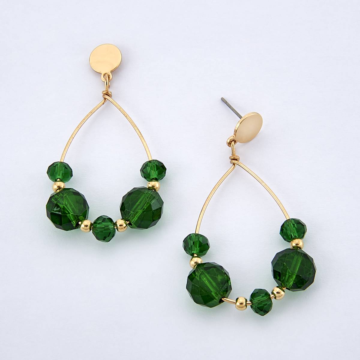 Ashley Cooper(tm) Gold-Tone & Green Teardrop Drop Earrings