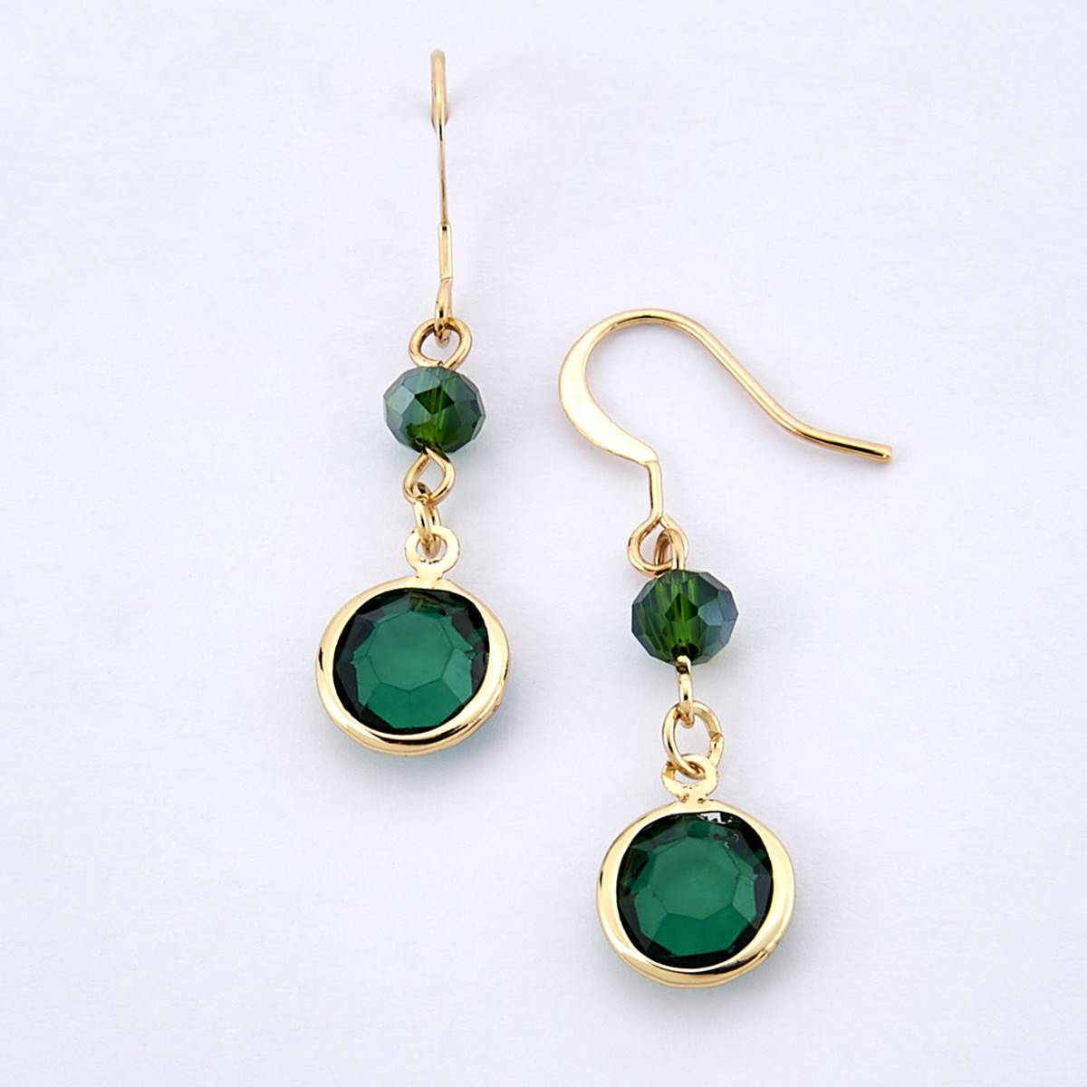 Ashley Cooper(tm) Gold-Tone & Green Double Drop Bead Earrings