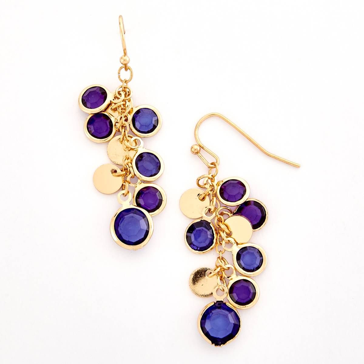 Ashley Cooper(tm) Purple & Gold-Tone Cluster Dangle Earrings