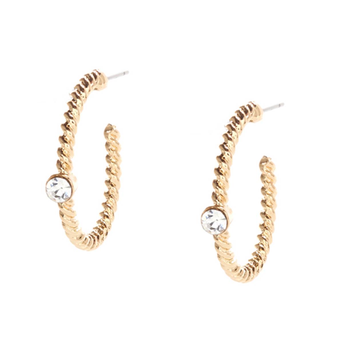 Ashley Cooper(tm) Twisted Hoop Earrings W/ Glass Crystal Accents