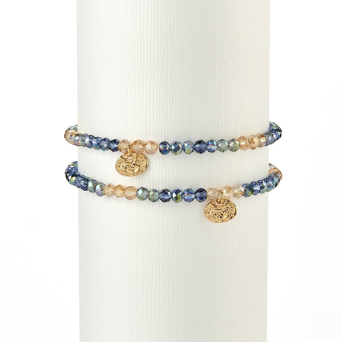 Ashley Cooper(tm) 2pc. Gold-Tone & Blue Beaded Stretch Bracelet Set