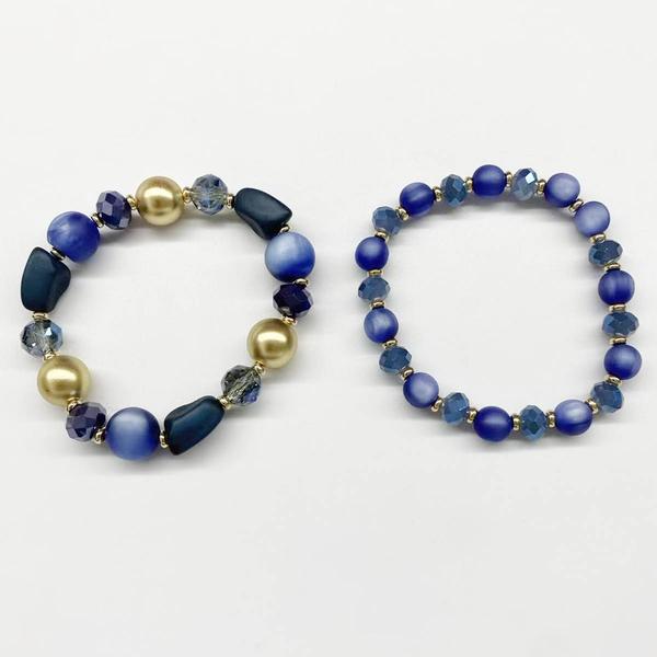 Ashley Cooper(tm) 2pc. Mixed Bead Stretch Bracelets w/ Gold Accents