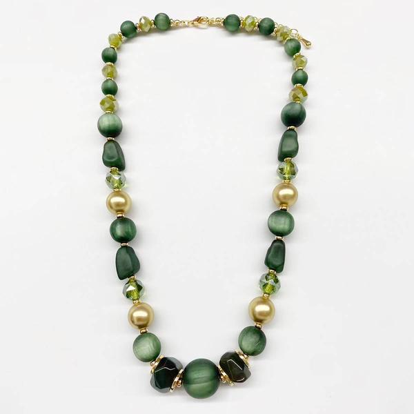 Ashley Cooper(tm) Green Tonal Mixed Beaded Necklace
