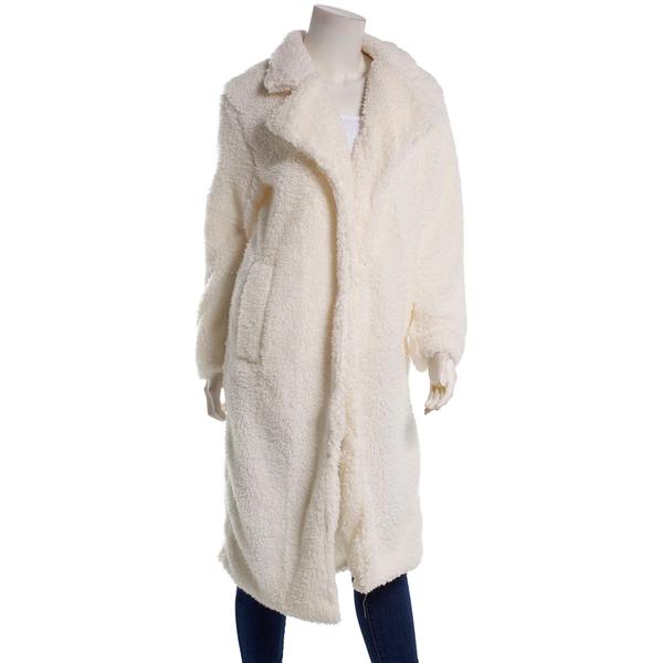 Juniors Jolie & Joy Sherpa Long Lapel Collar Trench Coat alternate view