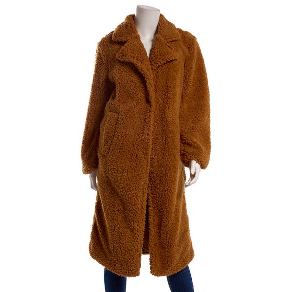 Juniors Jolie & Joy Sherpa Long Lapel Collar Trench Coat alternate view