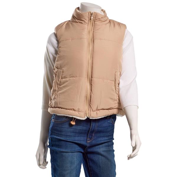 Juniors Jolie & Joy Reversable Solid Sherpa Puffer Vest alternate view