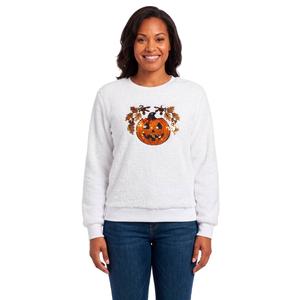 Womens Inner Circle Sherpa Harvest Pumpkin Halloween Sweatshirt alternate view