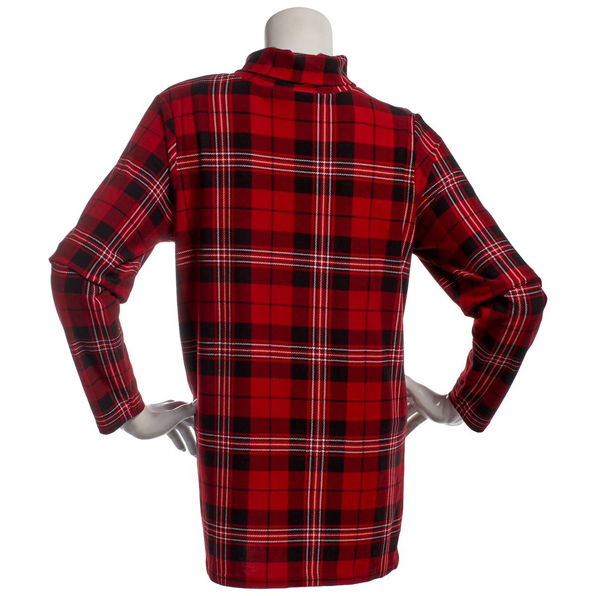 Plus Size Inner Circle Long Sleeve Tartan Plaid Turtleneck Top