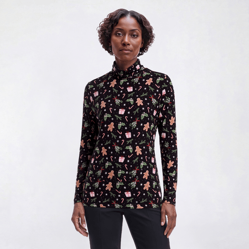 Womens Inner Circle Holiday Icon Turtleneck Tee