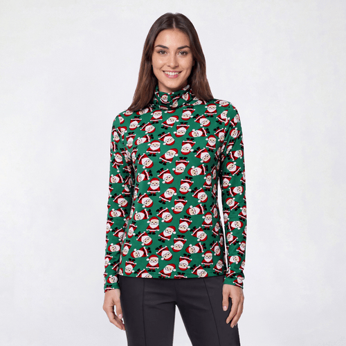 Womens Inner Circle Holiday Santa Turtleneck Tee