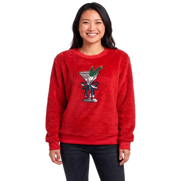 Womens Inner Circle Merry Martini Sequin Sherpa Sweatshirt alternate view