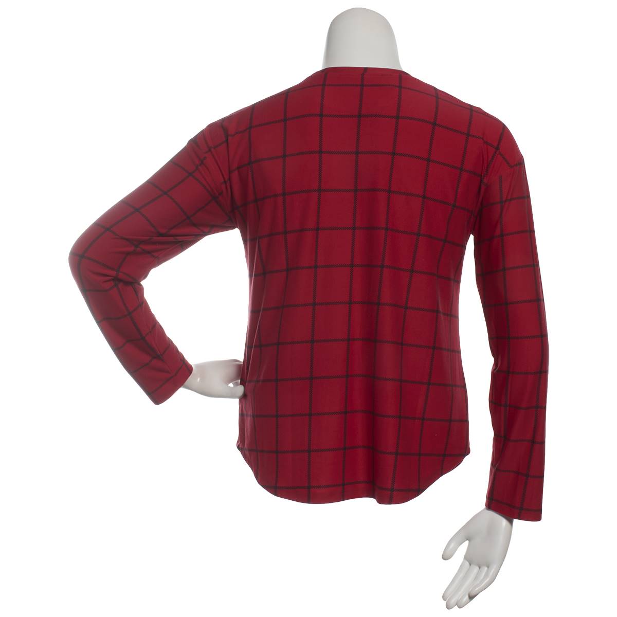 Plus Size Inner Circle Double Pane Lace Shoulder Red Check Tee