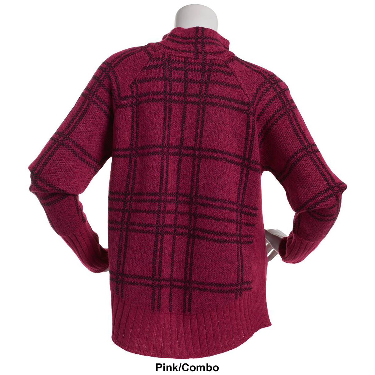 Womens Inner Circle Long Sleeve Plaid Mock Neck Pullover Sweater