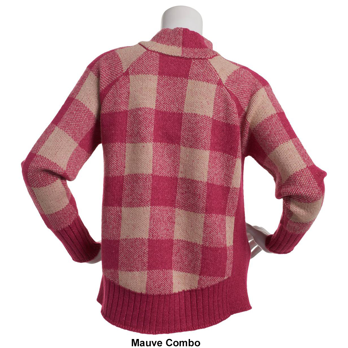 Womens Inner Circel Long Sleeve Plaid Mock Neck Pullover Sweater