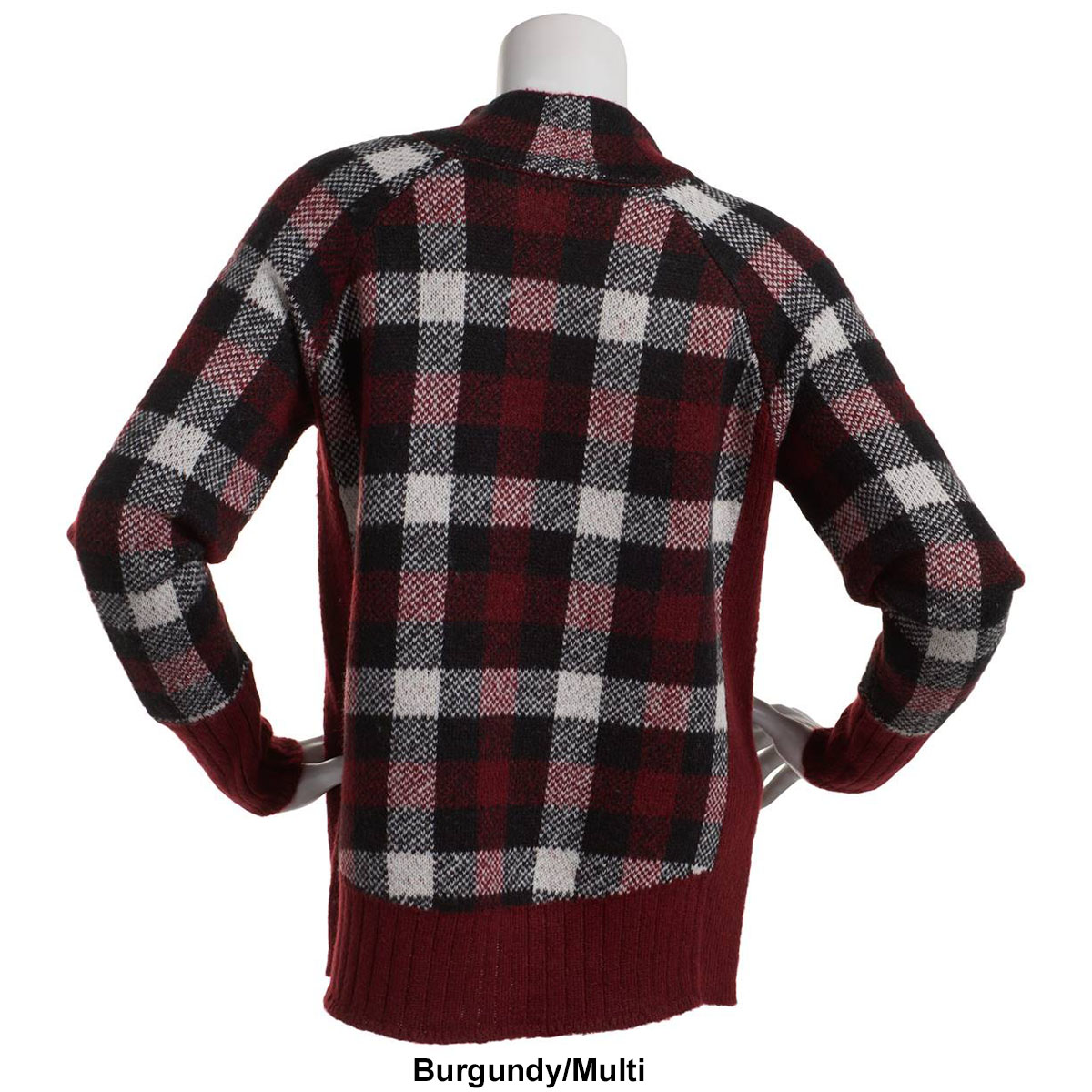 Womens Inner Circle Long Sleeve Mock Neck Checkered Sweater