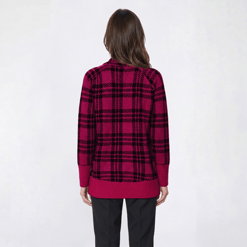 Womens Inner Circle Long Sleeve Plaid Pullover Sweater alternate view
