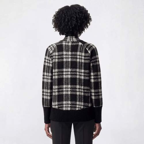 Womens Inner Circle Long Raglan Sleeve Plaid Sweater alternate view